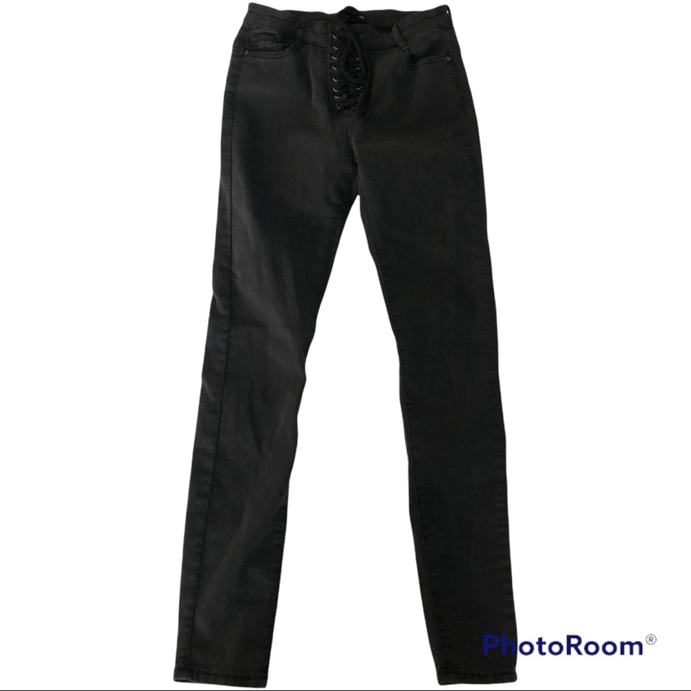 Bebe black jeans lace up front